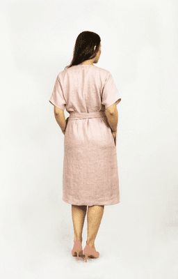 image-Light Grey linen wrap dress