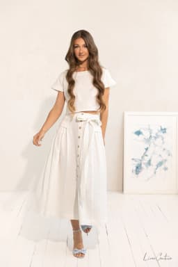 image-Taormina Linen Crop Top and Midi Skirt Set