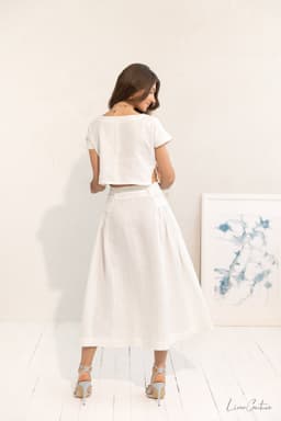 image-Taormina Linen Crop Top and Midi Skirt Set
