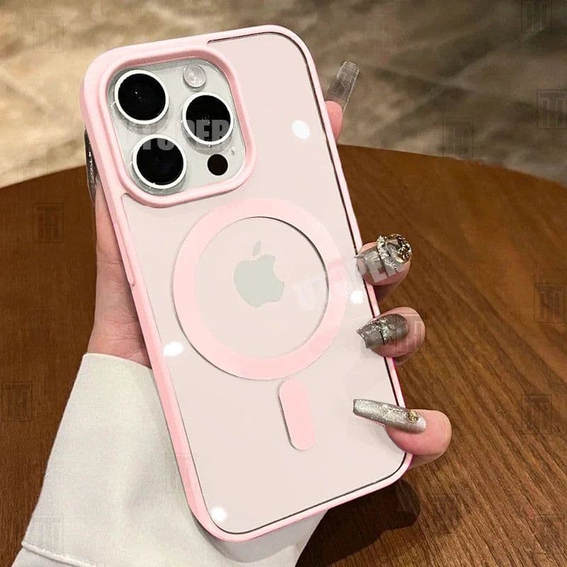 image-Pink Transparent Acrylic Case for iPhone 17 Air 16 15 14 13 12 11 Pro