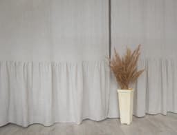 image-Natural Light linen curtain with ruffles, rod pocket