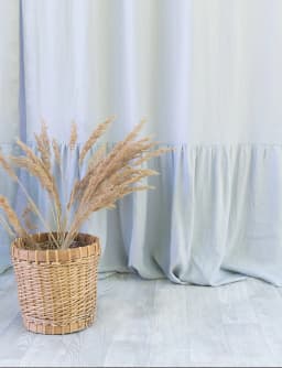 image-Natural Light linen curtain with ruffles, rod pocket