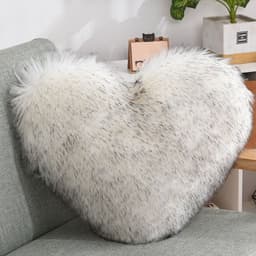 image-Throw Pillows Heart Shape Long Plush Fluffy Shaggy Cushion Cover Sofa