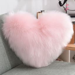 image-Throw Pillows Heart Shape Long Plush Fluffy Shaggy Cushion Cover Sofa