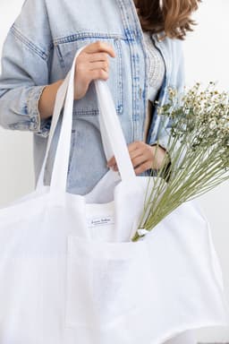 image-Double Cloth linen beach bag with pocket