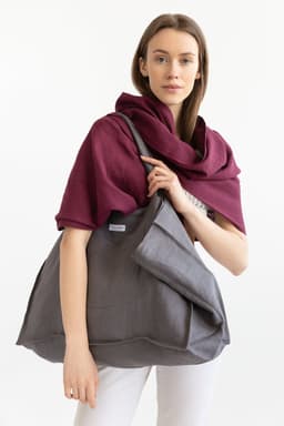 image-Double Cloth linen beach bag with pocket