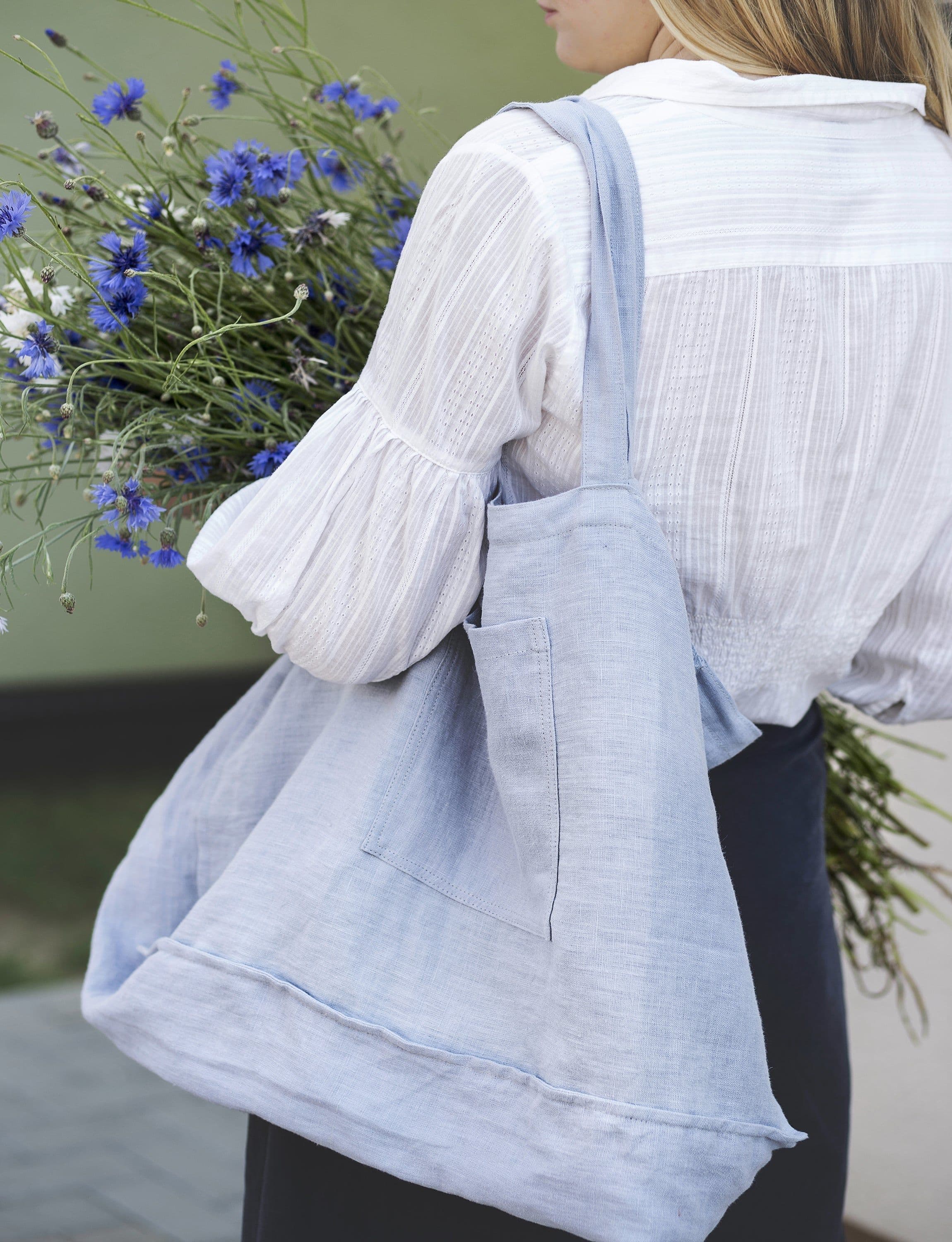 image-Double Cloth linen beach bag with pocket