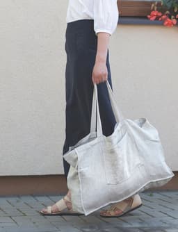 image-Double Cloth linen beach bag with pocket