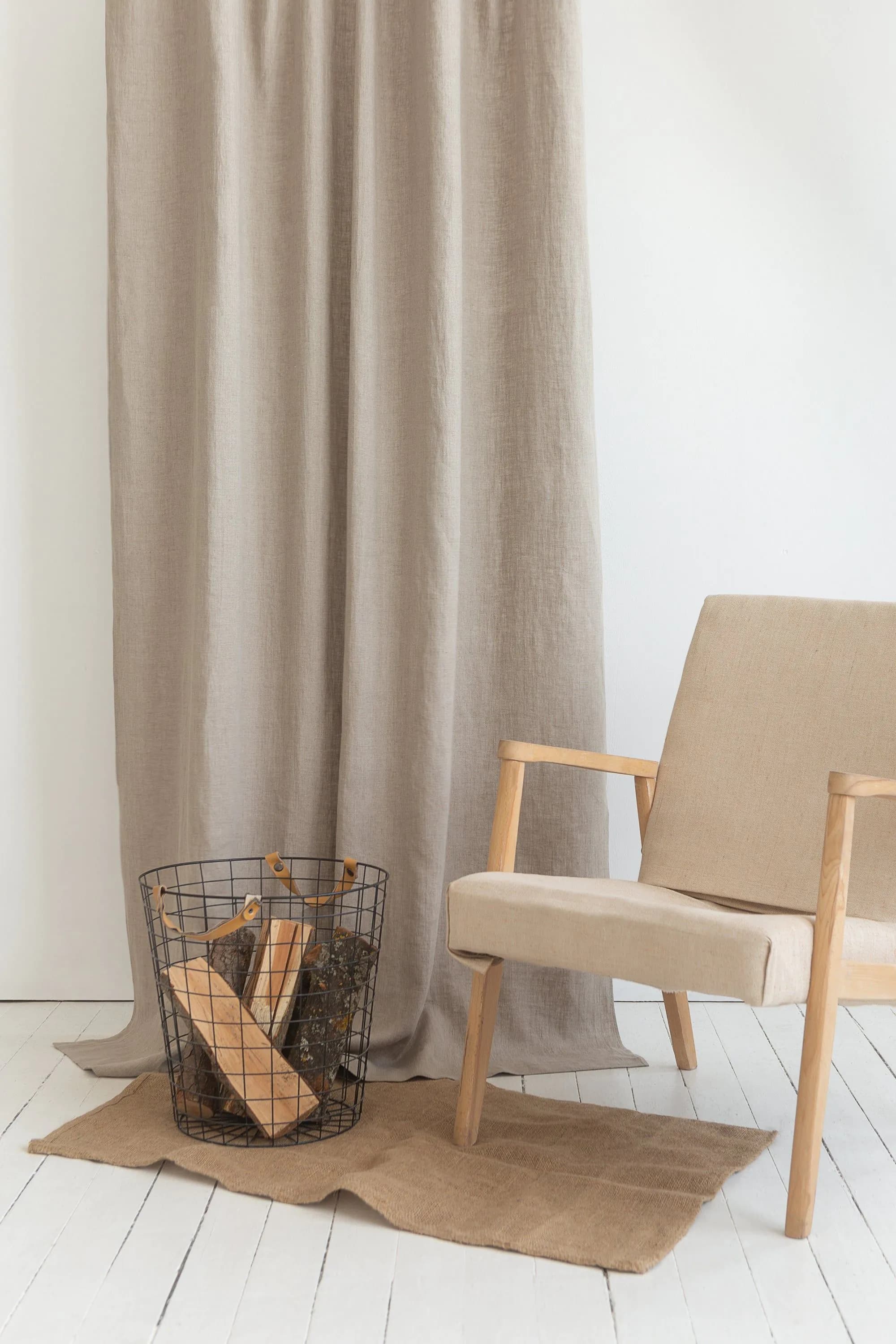 image-Natural light linen curtain with rod pocket