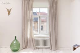 image-Natural light linen curtain with rod pocket