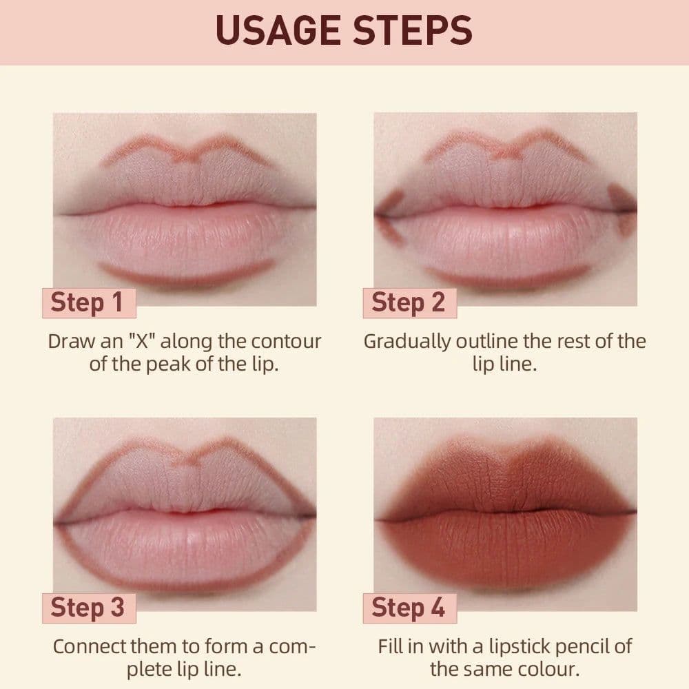 image-QIBEST Lipstick Pencil Waterproof Sexy Red Nude Purple Matte Tint