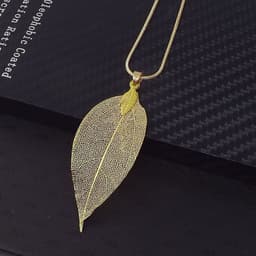 image-Wish Amazon ebay Explosive Korean Fashion Fresh Personality Metal Leaf Necklace Long Sweater Chain Wholesale