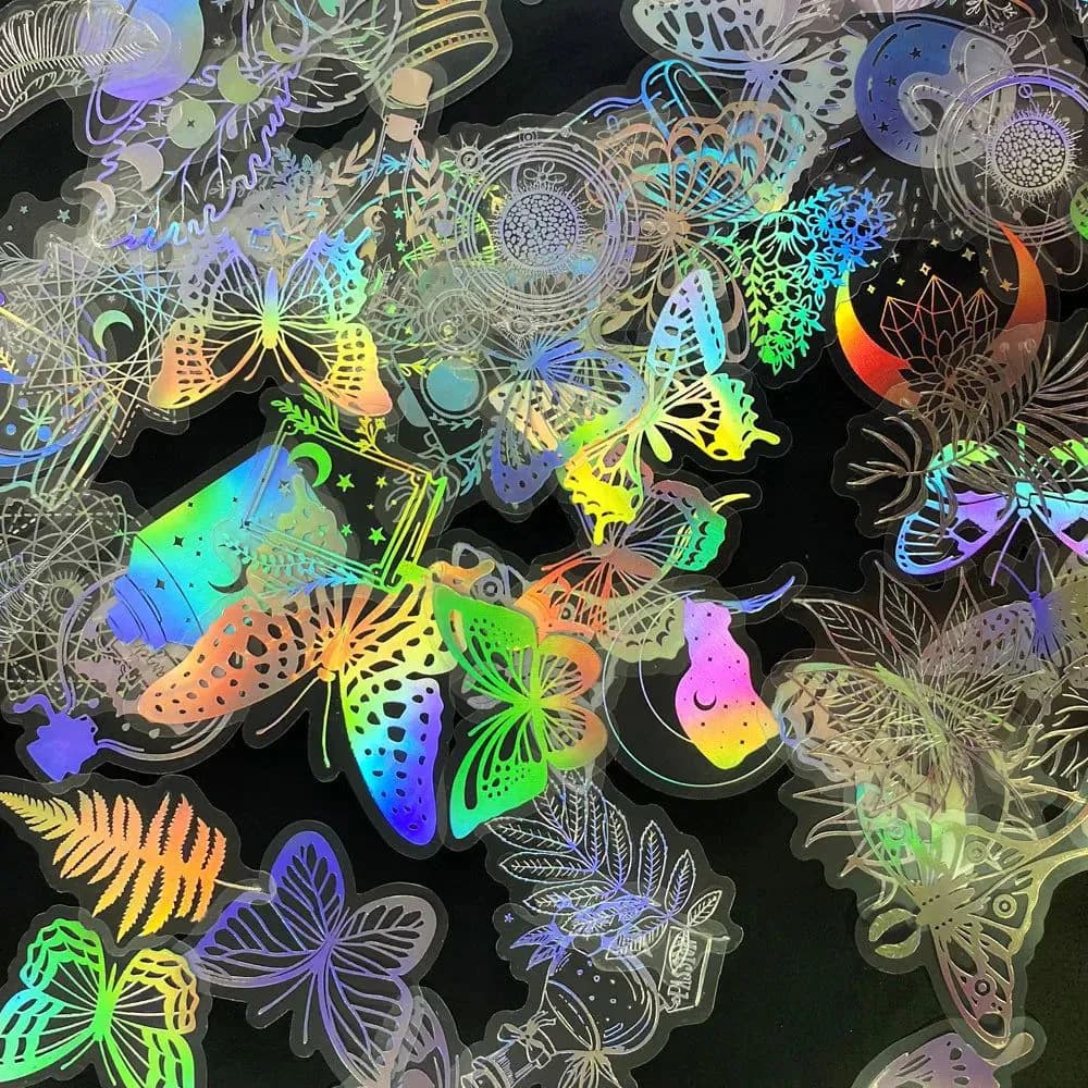 image-GOGOTU Holographic Butterfly Stickers - Waterproof Aesthetic DIY Decor