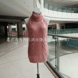image-Autumn sexy halter sexy sweater female high neck sleeveless knit pullover girl danzi cos 1369-1