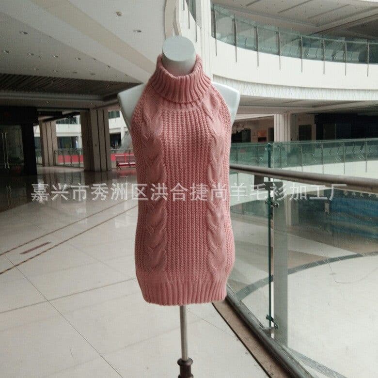 image-Autumn sexy halter sexy sweater female high neck sleeveless knit pullover girl danzi cos 1369-1