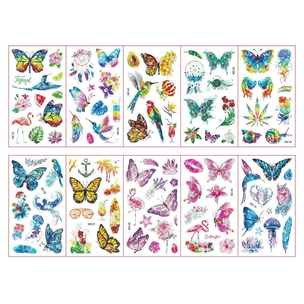 image-Monssjay Colorful Glitter Tattoo Stickers - Creative Fun for All Ages