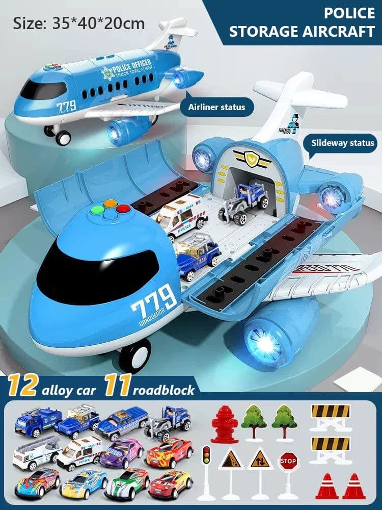 image-CONUSEA Educational Airplane Toy with Mini Cars for Kids' Fun & Learning