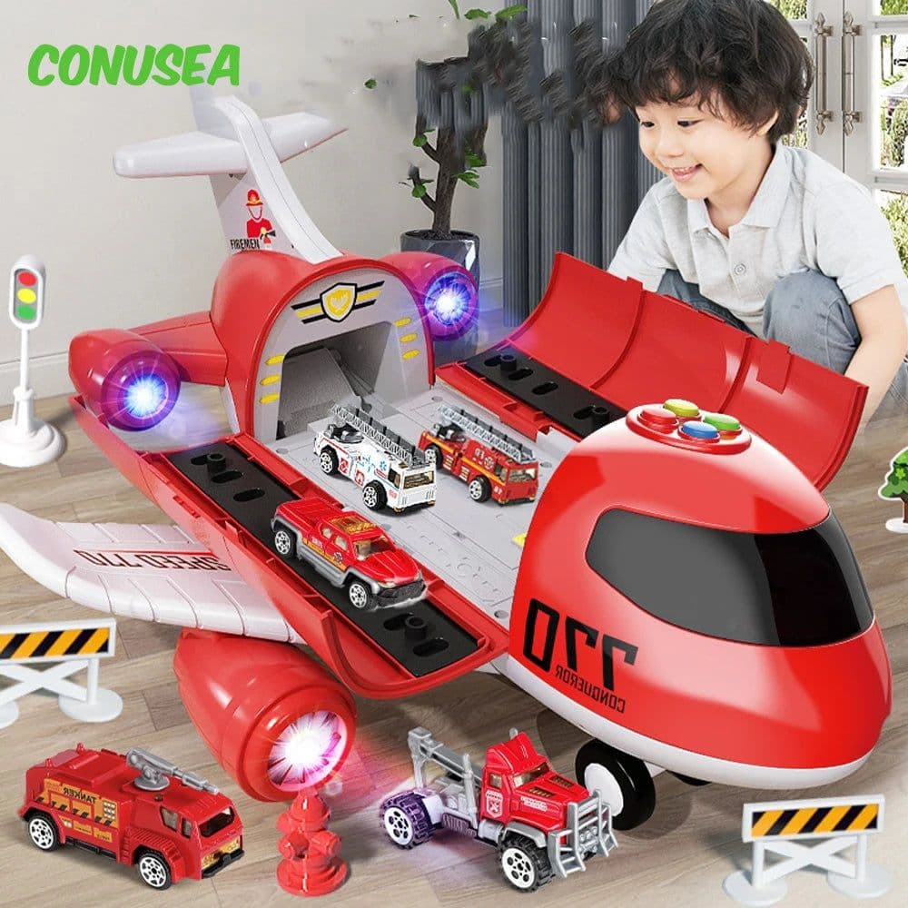 image-CONUSEA Educational Airplane Toy with Mini Cars for Kids' Fun & Learning