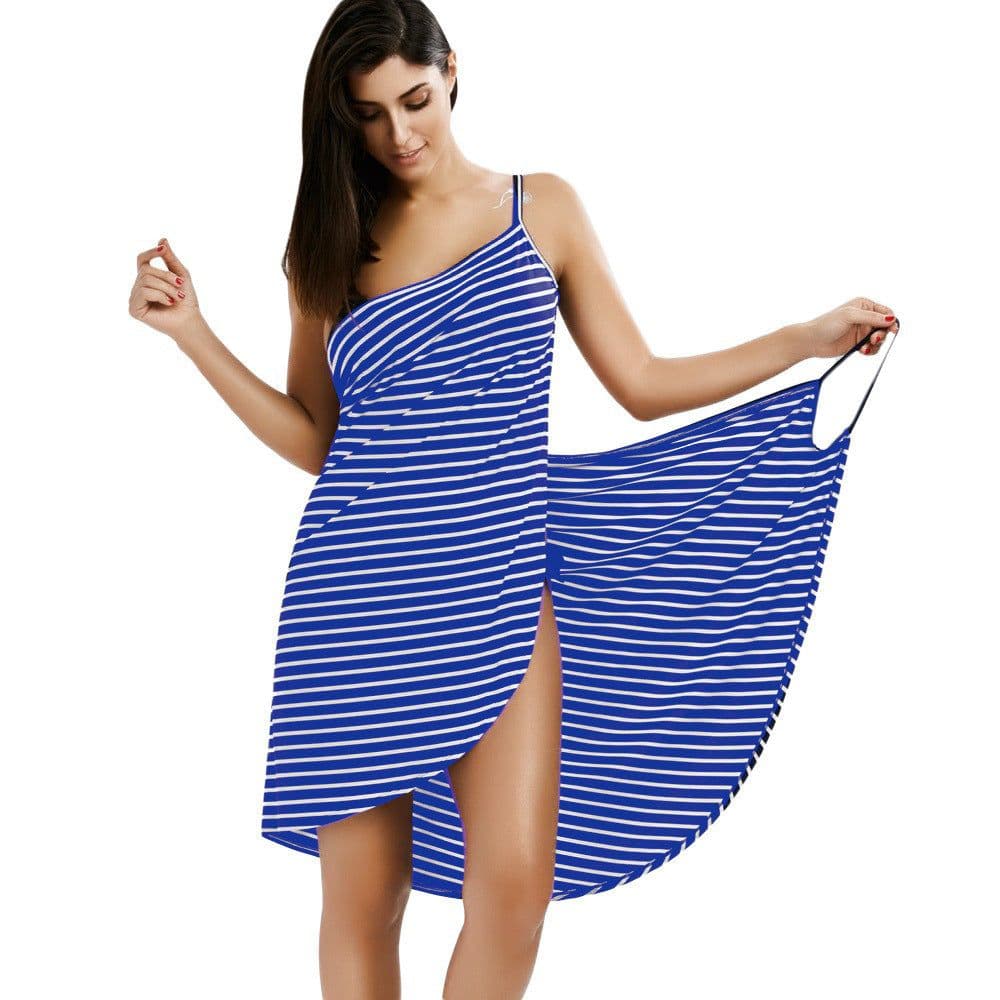 image-Beach Dress - LanYi Striped Skirt, High Waist, 5XL, Summer 2023, Cotton Blend