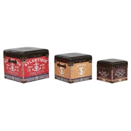 image-Set of decorative boxes Home ESPRIT Brown Multicolour Polyurethane Wood Vintage (3 Pieces)