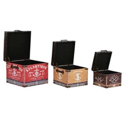 image-Set of decorative boxes Home ESPRIT Brown Multicolour Polyurethane Wood Vintage (3 Pieces)