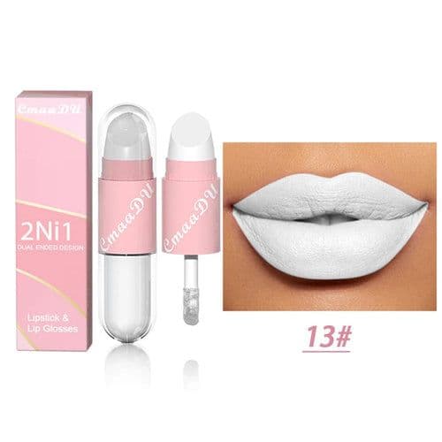 image-18 Colors 2 in 1 Matte Lipstick Liquid Purple Lip Glaze Double Head