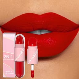image-18 Colors 2 in 1 Matte Lipstick Liquid Purple Lip Glaze Double Head