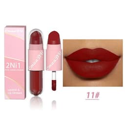 image-18 Colors 2 in 1 Matte Lipstick Liquid Purple Lip Glaze Double Head