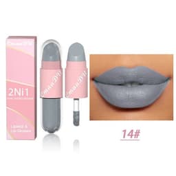 image-18 Colors 2 in 1 Matte Lipstick Liquid Purple Lip Glaze Double Head