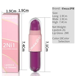 image-18 Colors 2 in 1 Matte Lipstick Liquid Purple Lip Glaze Double Head