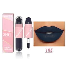 image-18 Colors 2 in 1 Matte Lipstick Liquid Purple Lip Glaze Double Head