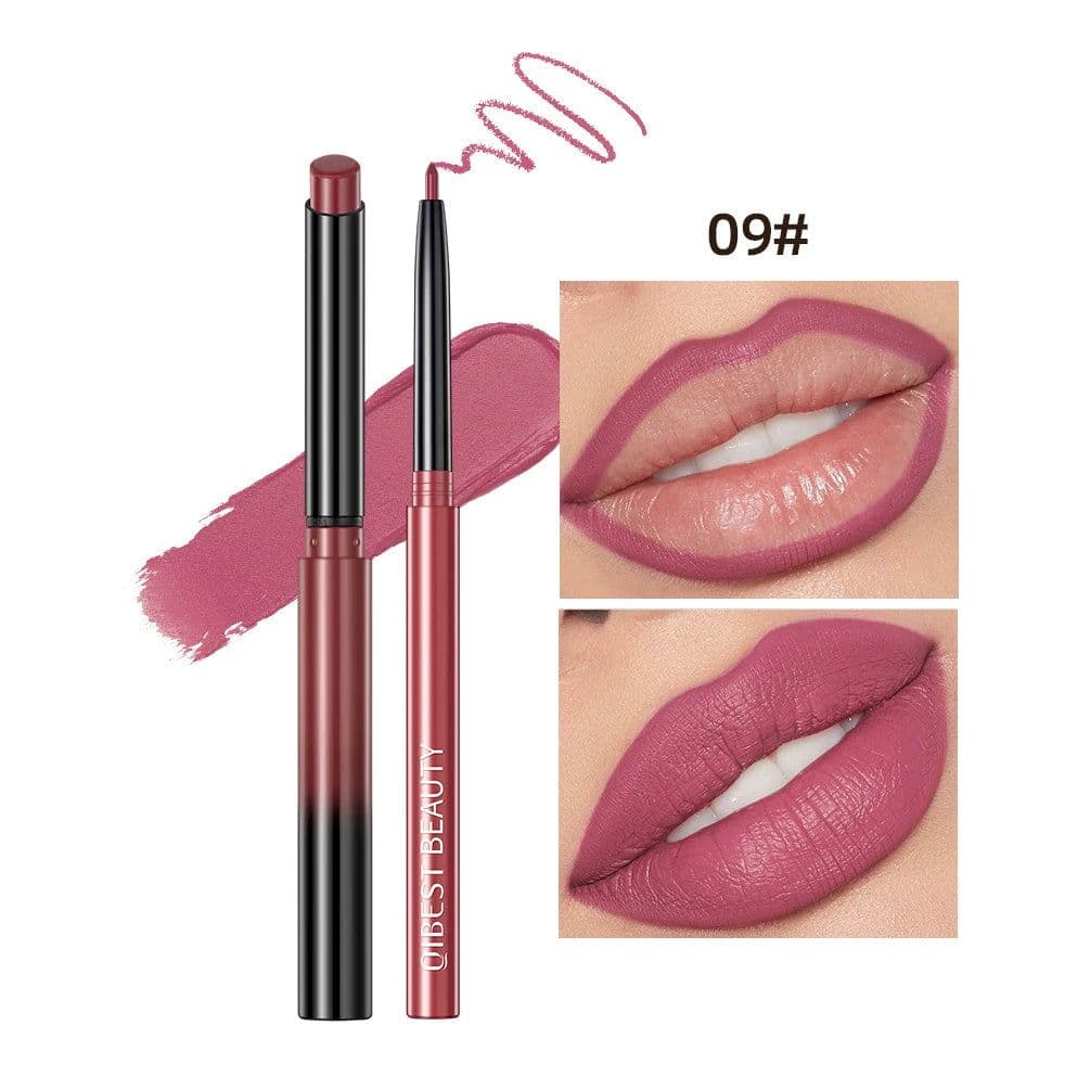 image-QIBEST 2pcs Lipstick Lipliner Pen Set Matte Velvet Lip Liner Pencil