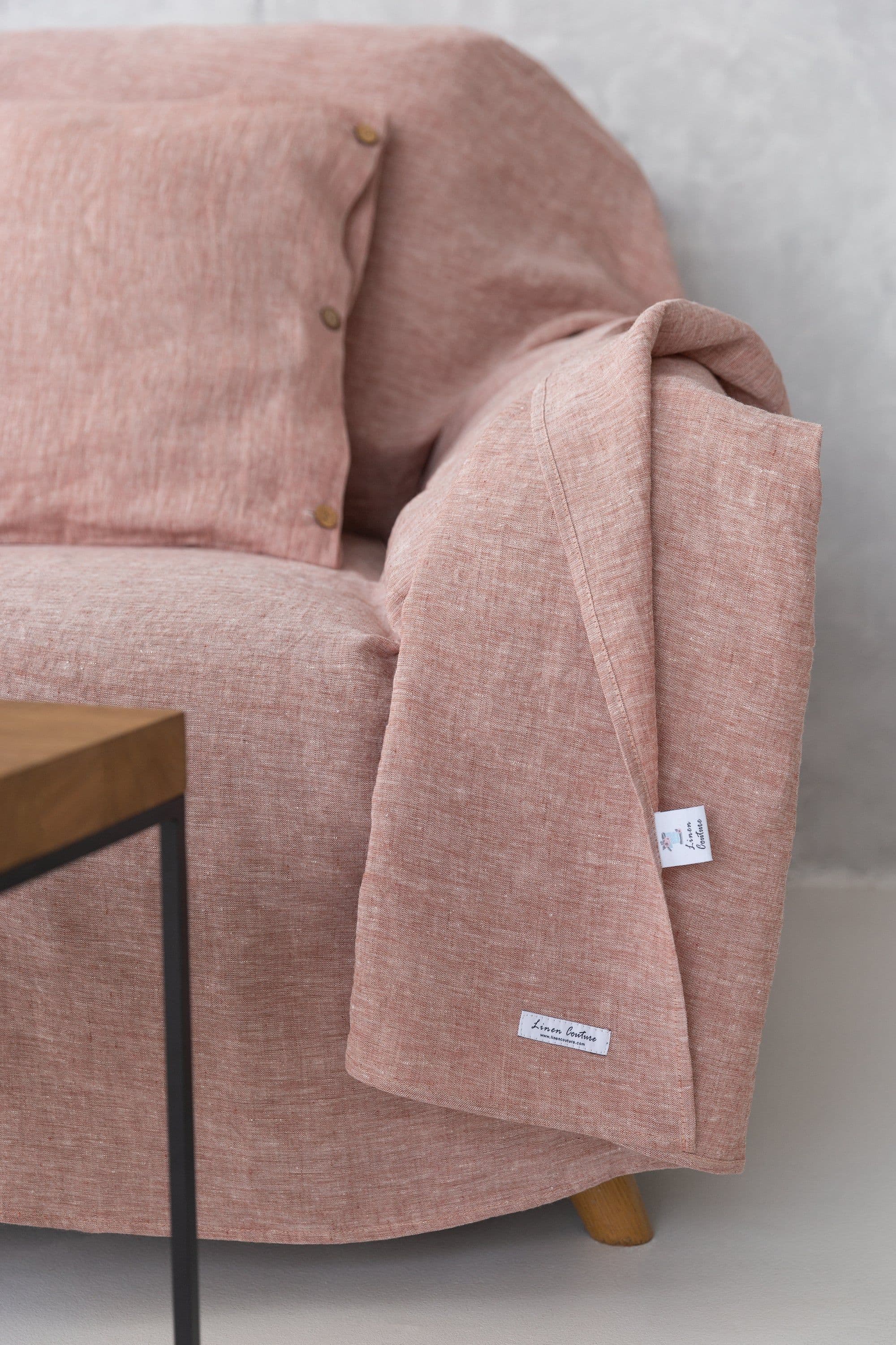 image-Natural linen couch cover