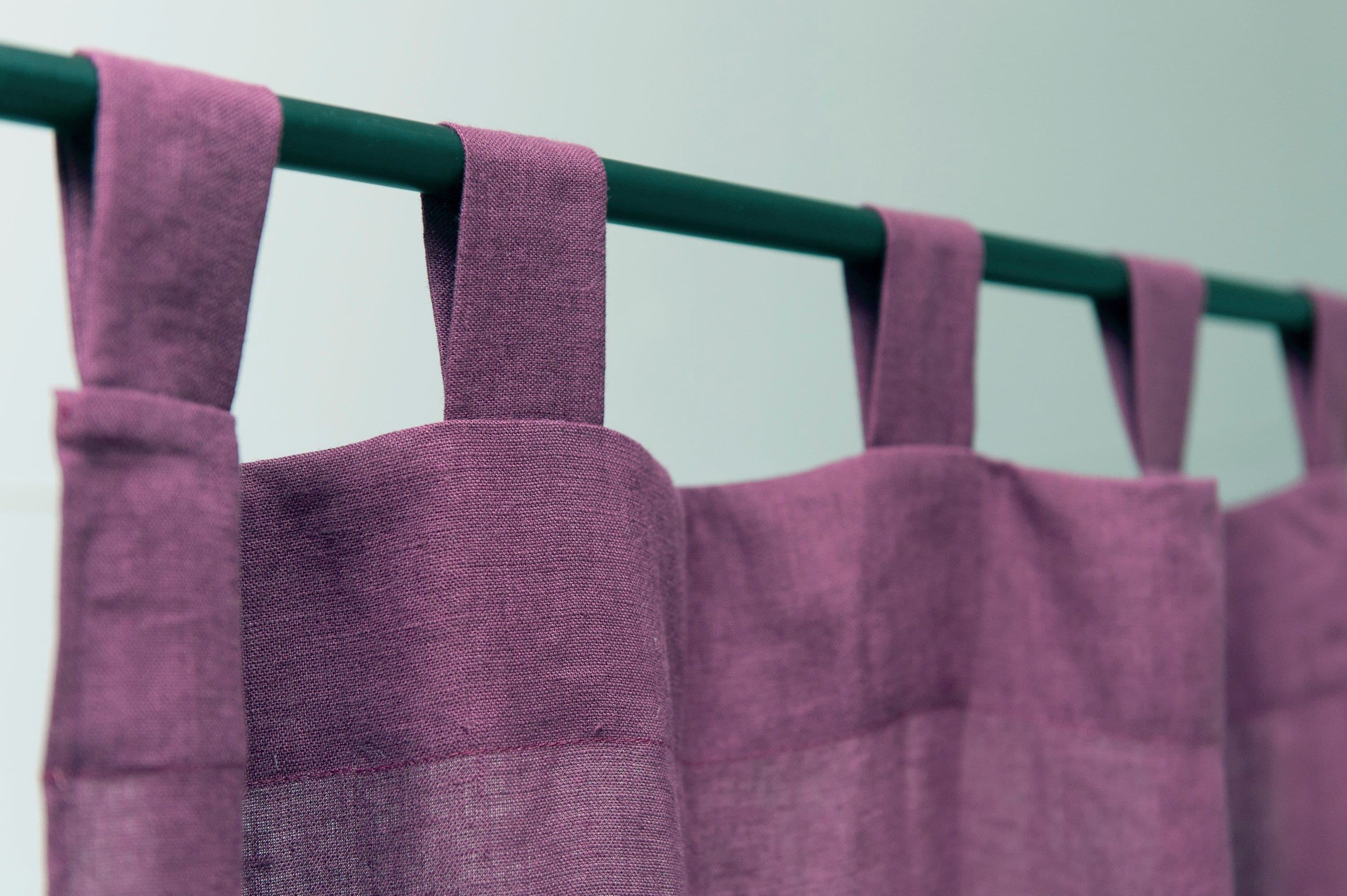 image-Asphalt Grey linen curtain with tabs
