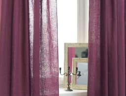 image-Asphalt Grey linen curtain with tabs