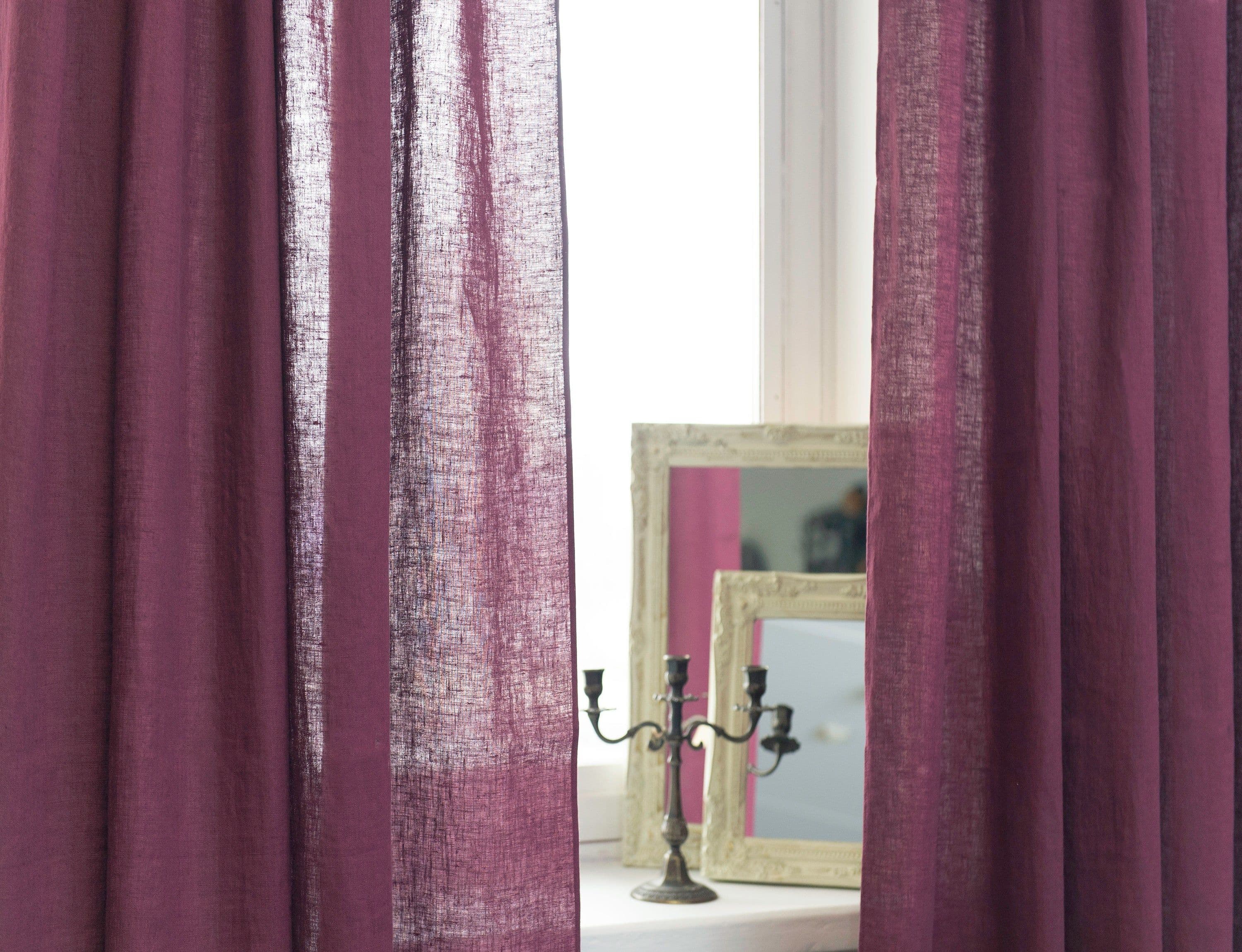 image-Asphalt Grey linen curtain with tabs