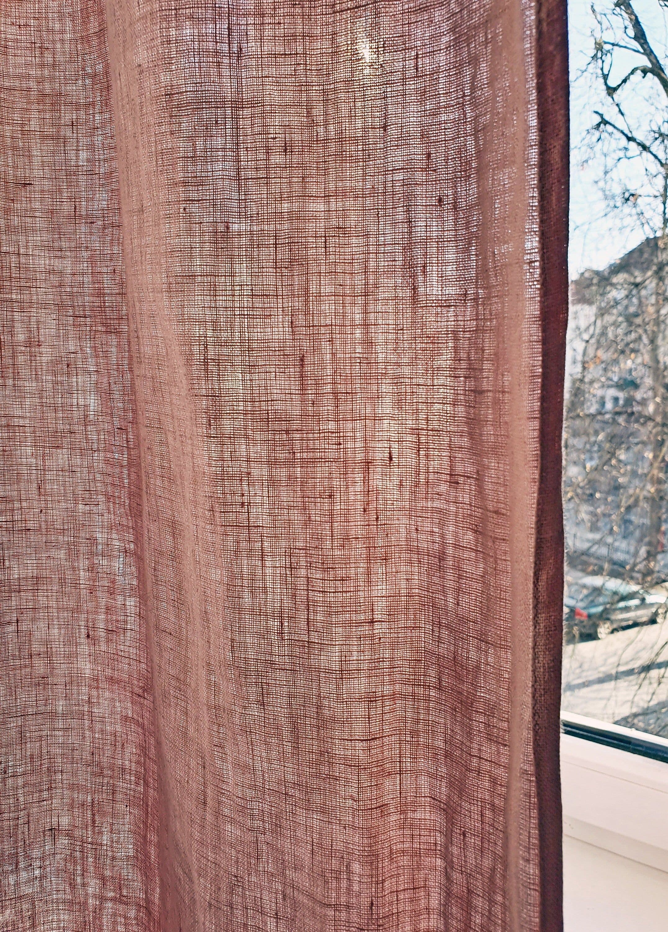 image-Asphalt Grey linen curtain with tabs