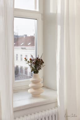 image-Extra Wide Natural Light Linen Curtain Panel with heading tape