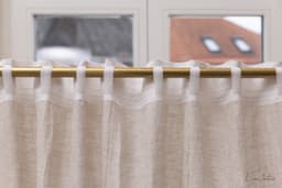 image-Extra Wide Natural Light Linen Curtain Panel with heading tape