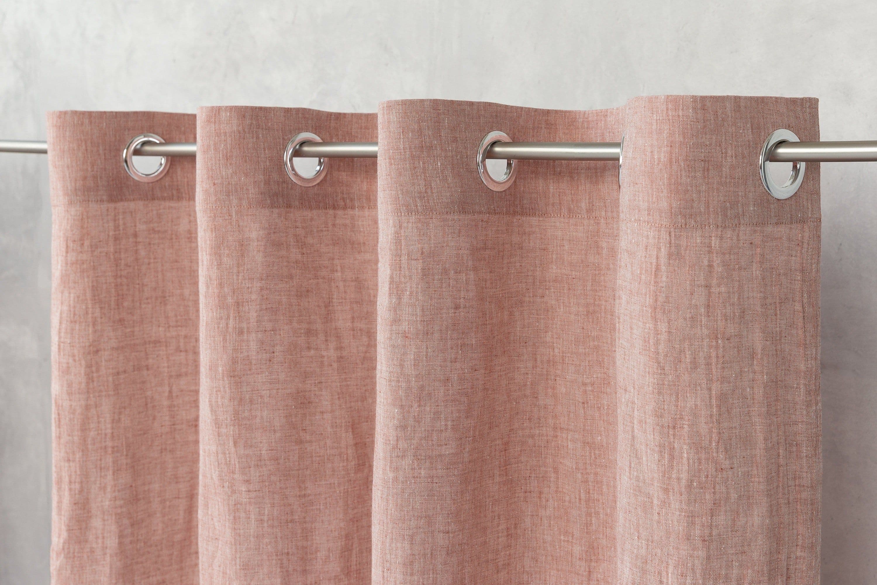 image-Melange Burgundy linen curtain with grommets