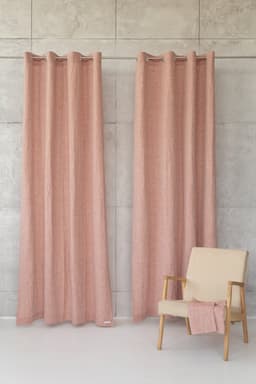 image-Melange Burgundy linen curtain with grommets