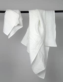 image-White linen waffle towel