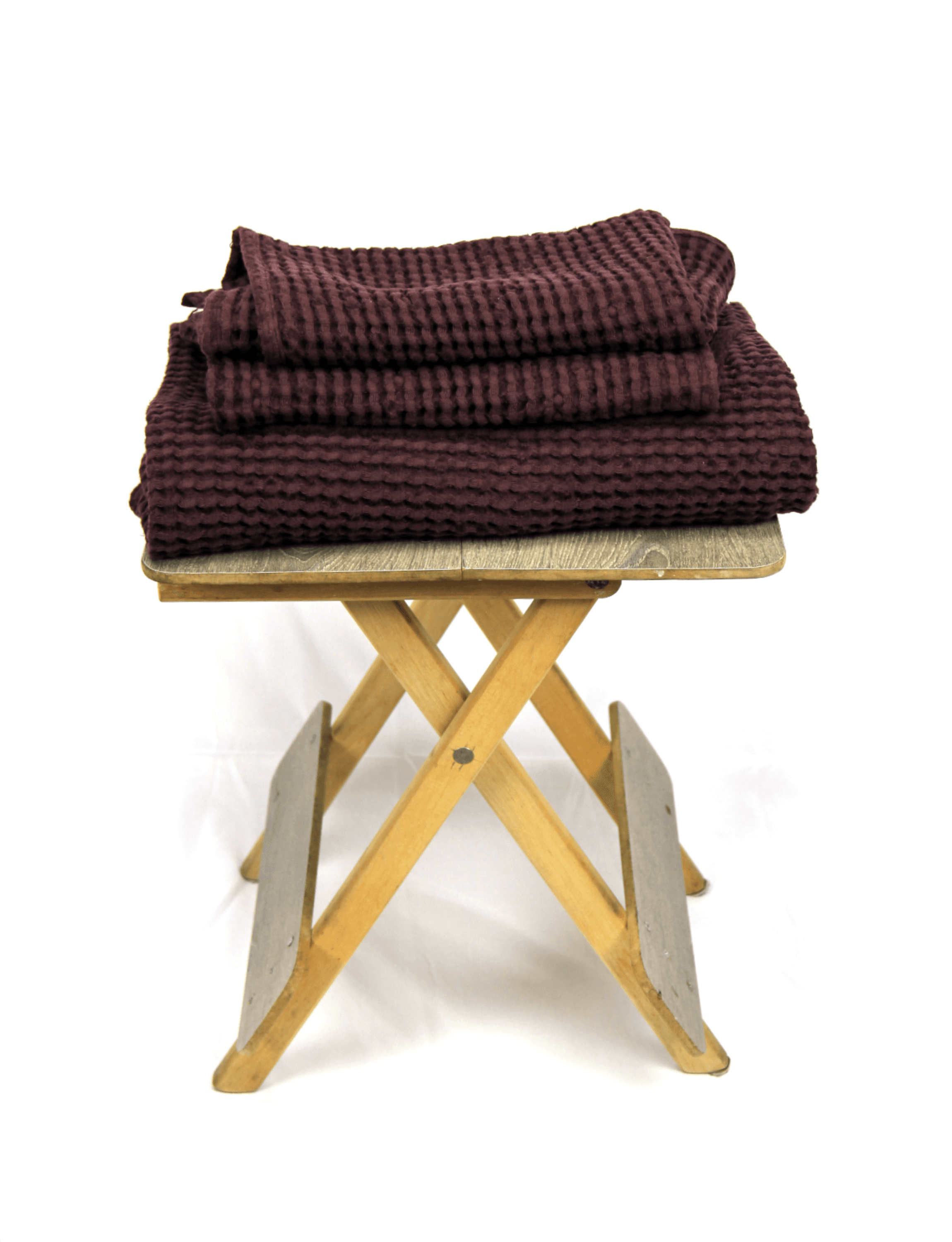 image-White linen waffle towel