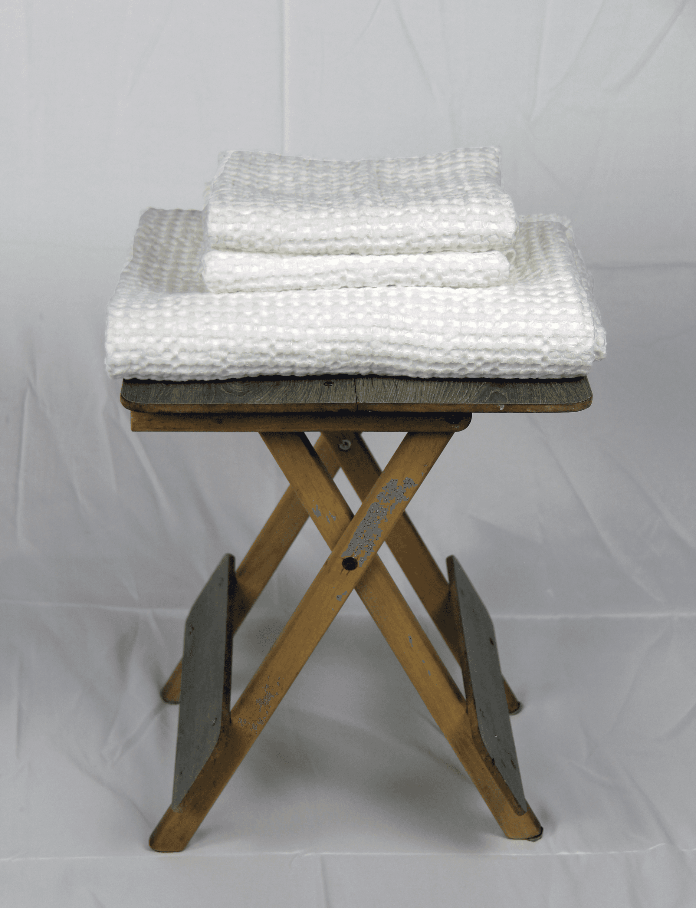 image-White linen waffle towel