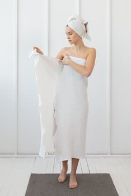 image-White linen waffle towel