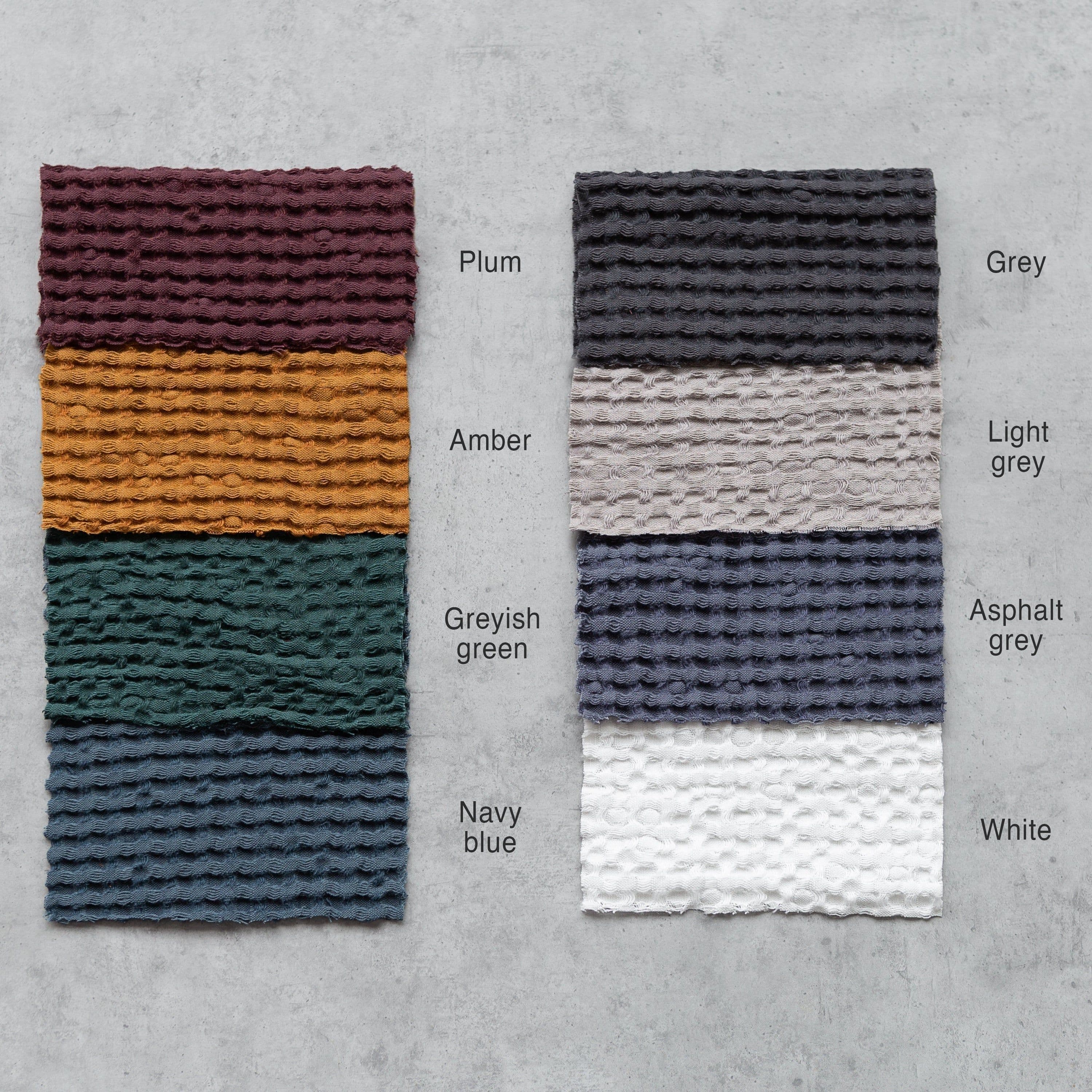 image-Set of linen waffle towels and robes with hoodie