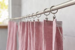 image-Woodrose linen curtain with pleating tape