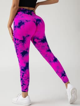 image-4 Pack New Style Hollow-Out Tie-Dye High-Waisted Tummy-Control Yoga