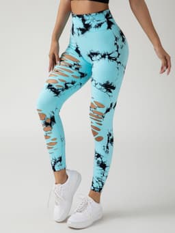 image-4 Pack New Style Hollow-Out Tie-Dye High-Waisted Tummy-Control Yoga