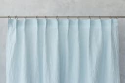 image-Baby Blue linen curtain with pleating tape and crown